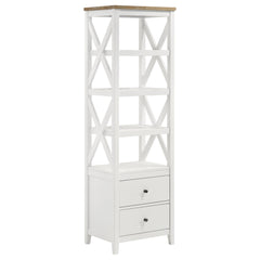 Best Furniture Outlet - Coaster - Hollis 4-shelf Wood Media Tower with Drawers Brown and White - 708254