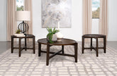 Best Furniture Outlet - Coaster - Cota 3-piece Solid Wood Coffee and End Table Set Dark Brown - 708288-S3