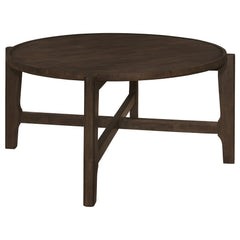 Best Furniture Outlet - Coaster - Cota Round Solid Wood Coffee Table Dark Brown - 708288