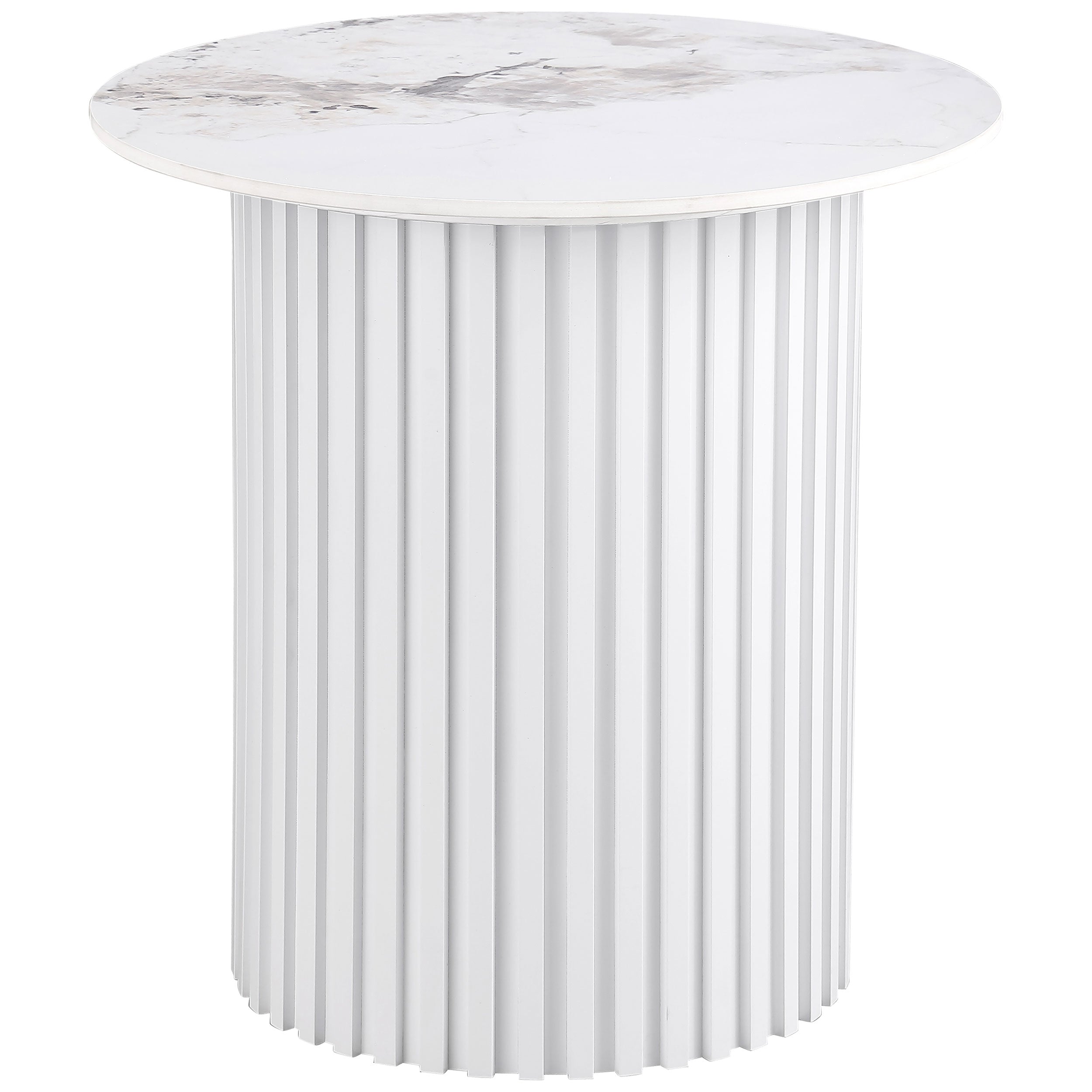 Best Furniture Outlet - Coaster - Rowena Round Sintered Stone End Table White Faux Marble - 708337