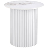 Best Furniture Outlet - Coaster - Rowena Round Sintered Stone End Table White Faux Marble - 708337