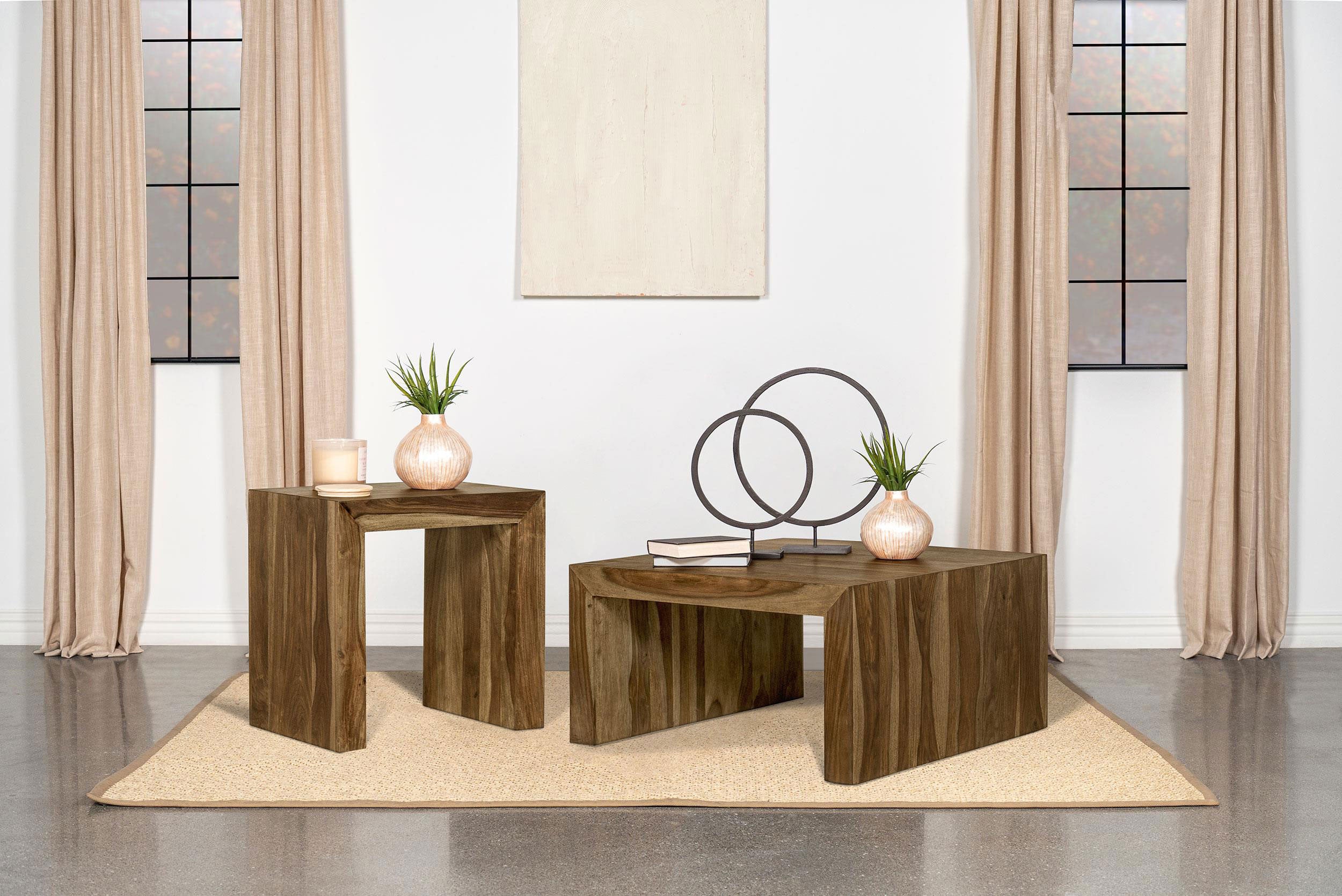 Best Furniture Outlet - Coaster - Odilia 2-piece Solid Wood Coffee and End Table Set Auburn - 708418-S2