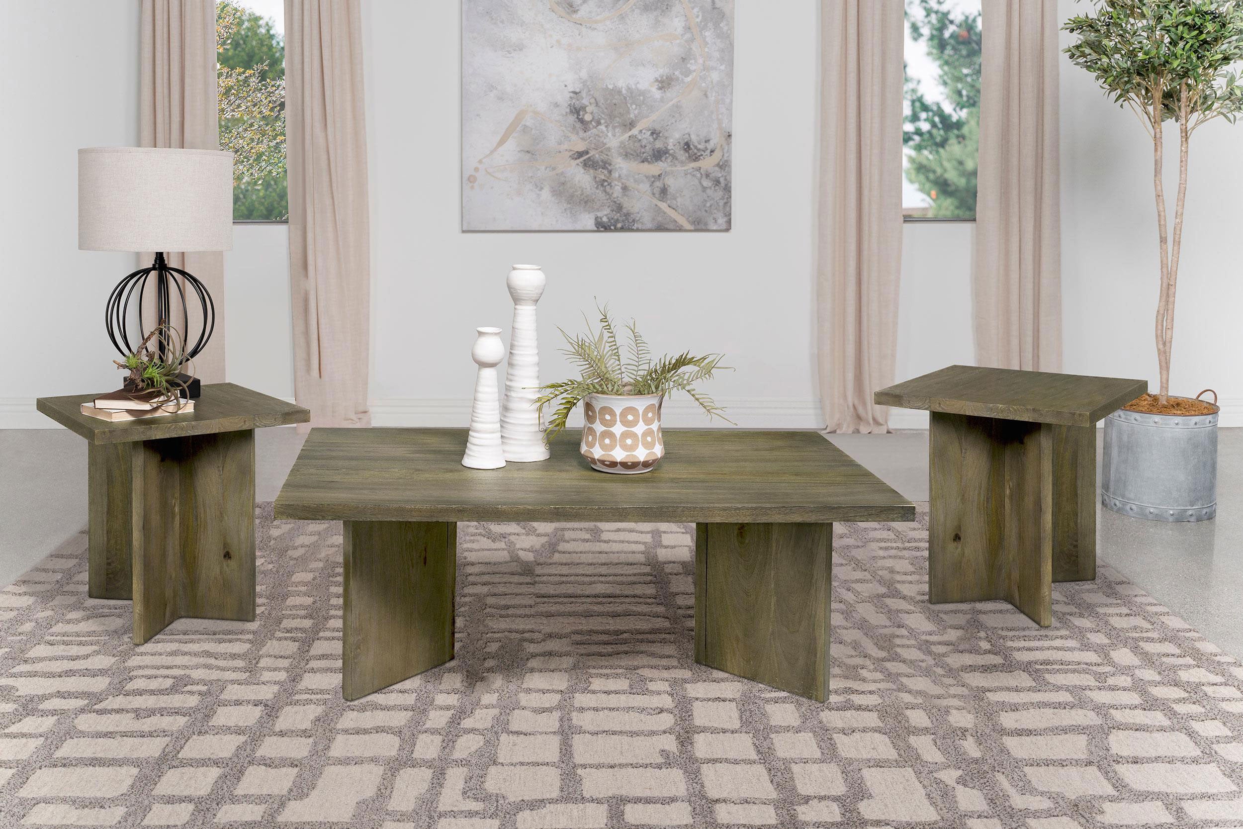 Best Furniture Outlet - Coaster - Andando 3-piece Coffee and End Table Set Mango Brown - 708498-S3