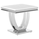 Best Furniture Outlet - Coaster - Kerwin Square Stone Top End Table White and Chrome - 708537