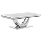Best Furniture Outlet - Coaster - Kerwin Rectangular Stone Top Coffee Table White and Chrome - 708538