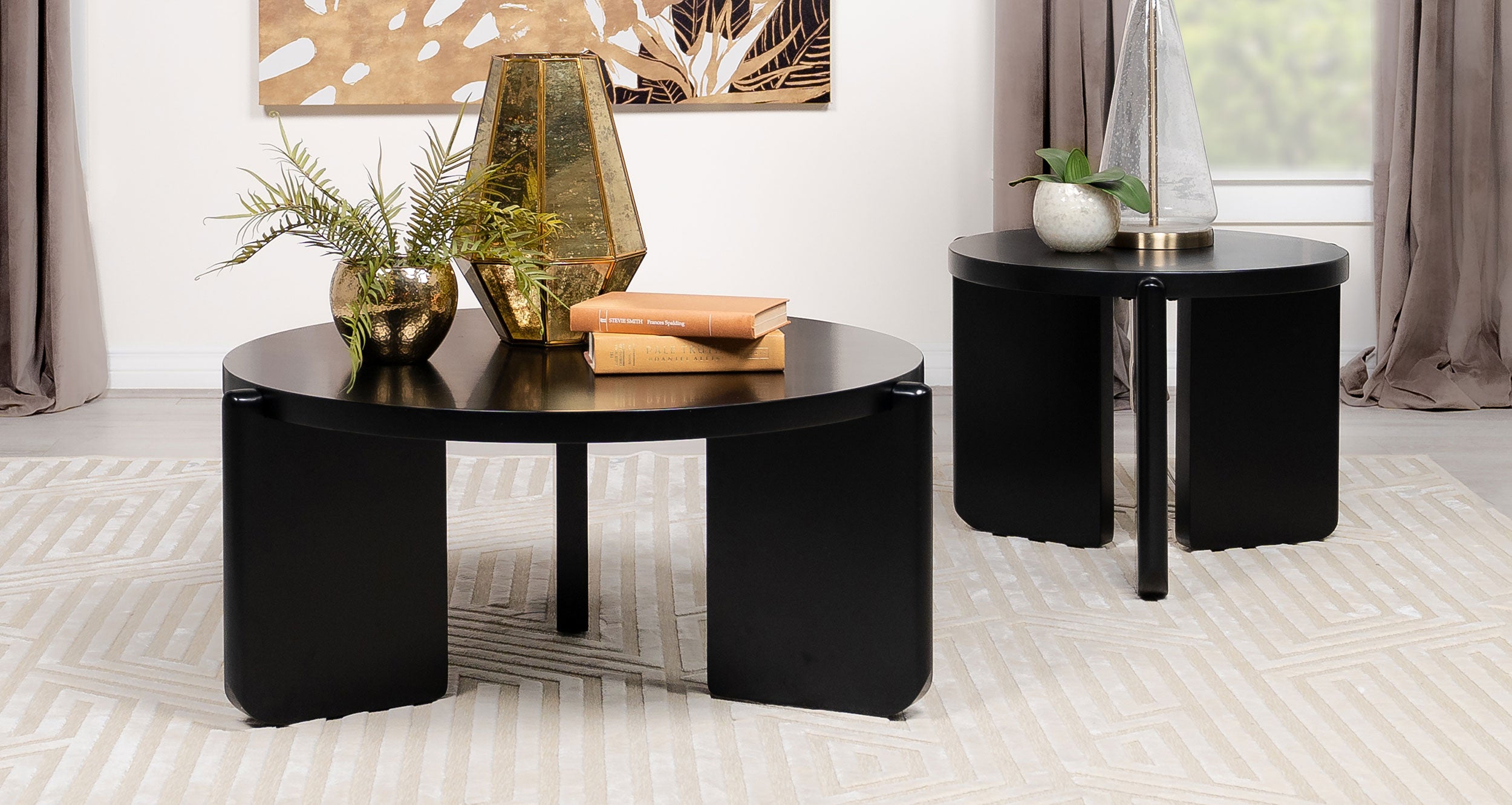 Best Furniture Outlet - Coaster - Cordova 2-piece Solid Wood Coffee and End Table Set Black - 709678-S2