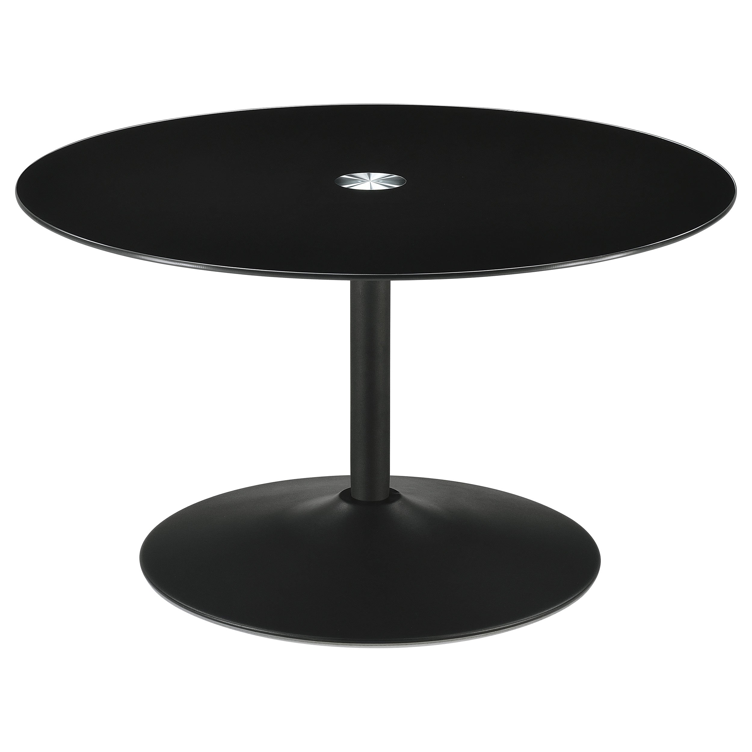 Best Furniture Outlet - Coaster - Ganso Round Metal Coffee Table With Tempered Glass Top Black - 709688