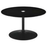 Best Furniture Outlet - Coaster - Ganso Round Metal Coffee Table With Tempered Glass Top Black - 709688