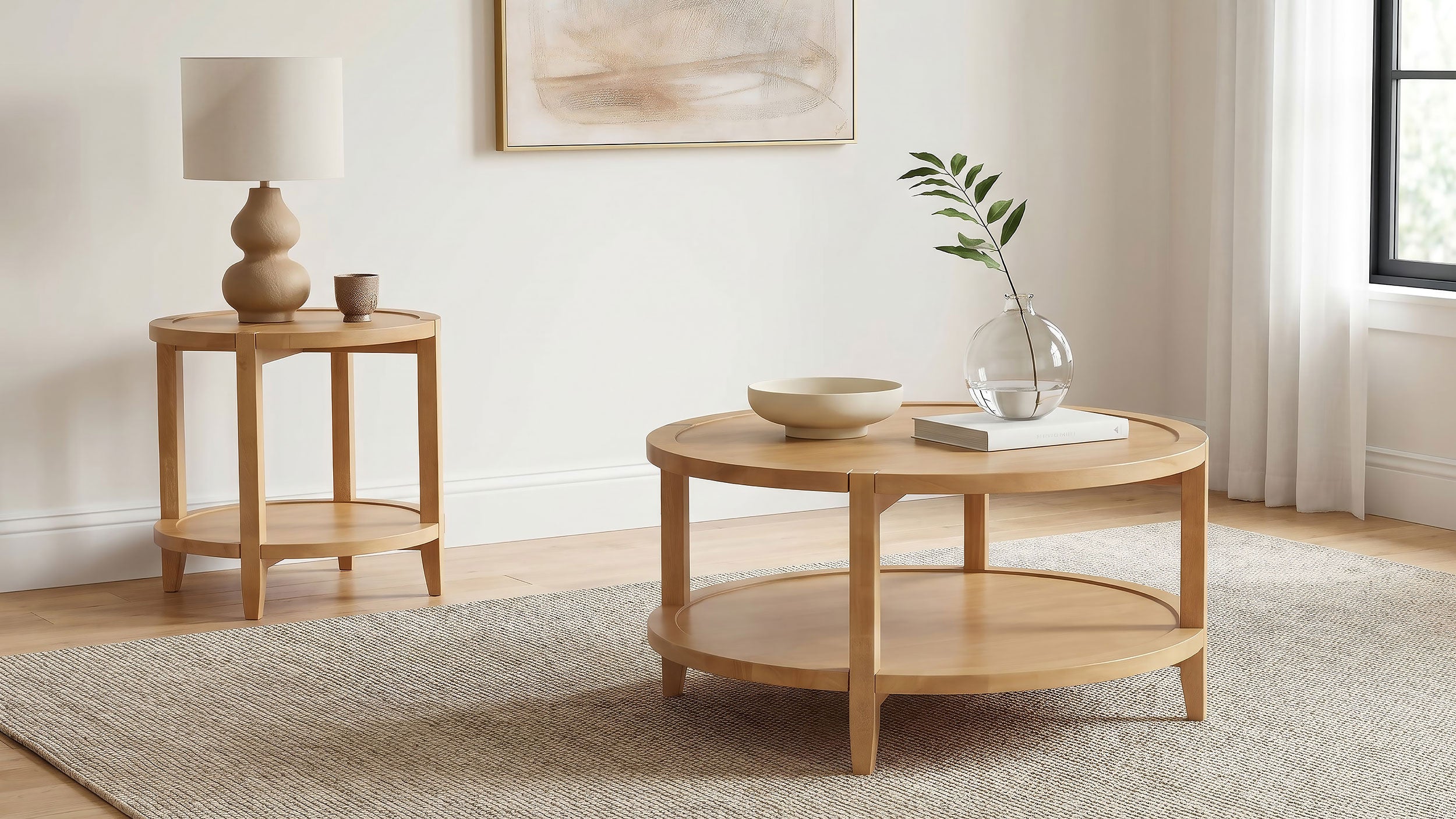 Best Furniture Outlet - Coaster - Camillo 2-piece Round Coffee and End Table Set Maple - 709698-S2