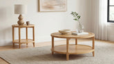 Best Furniture Outlet - Coaster - Camillo 2-piece Round Coffee and End Table Set Maple - 709698-S2