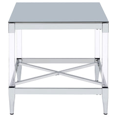 Lindley Square Tempered Mirror Acrylic Side End Table Chrome