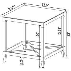 Lindley Square Tempered Mirror Acrylic Side End Table Chrome