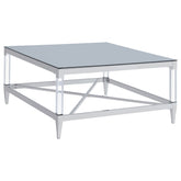 Best Furniture Outlet - Coaster - Lindley Square Tempered Mirror Acrylic Coffee Table Chrome - 709728