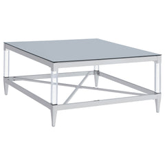 Best Furniture Outlet - Coaster - Lindley Square Tempered Mirror Acrylic Coffee Table Chrome - 709728