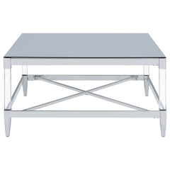 Lindley Square Tempered Mirror Acrylic Coffee Table Chrome