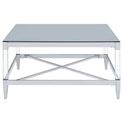Lindley Square Tempered Mirror Acrylic Coffee Table Chrome