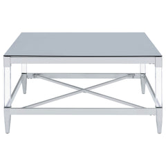 Lindley Square Tempered Mirror Acrylic Coffee Table Chrome