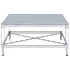 Lindley Square Tempered Mirror Acrylic Coffee Table Chrome