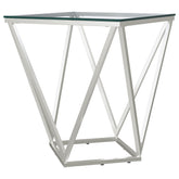 Best Furniture Outlet - Coaster - Brittania Square Glass Top Geometric End Table Nickel - 709737