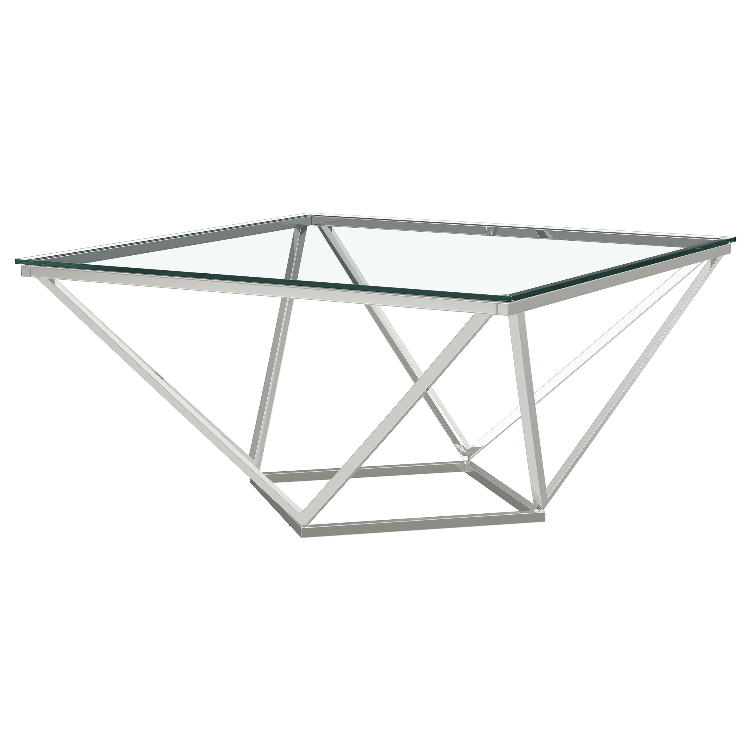 Best Furniture Outlet - Coaster - Brittania Square Glass Top Geometric Coffee Table Nickel - 709738