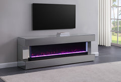 Best Furniture Outlet - Coaster - Vallerie 71-inch TV Stand with Visual Flame Box Grey Mirror - 710021