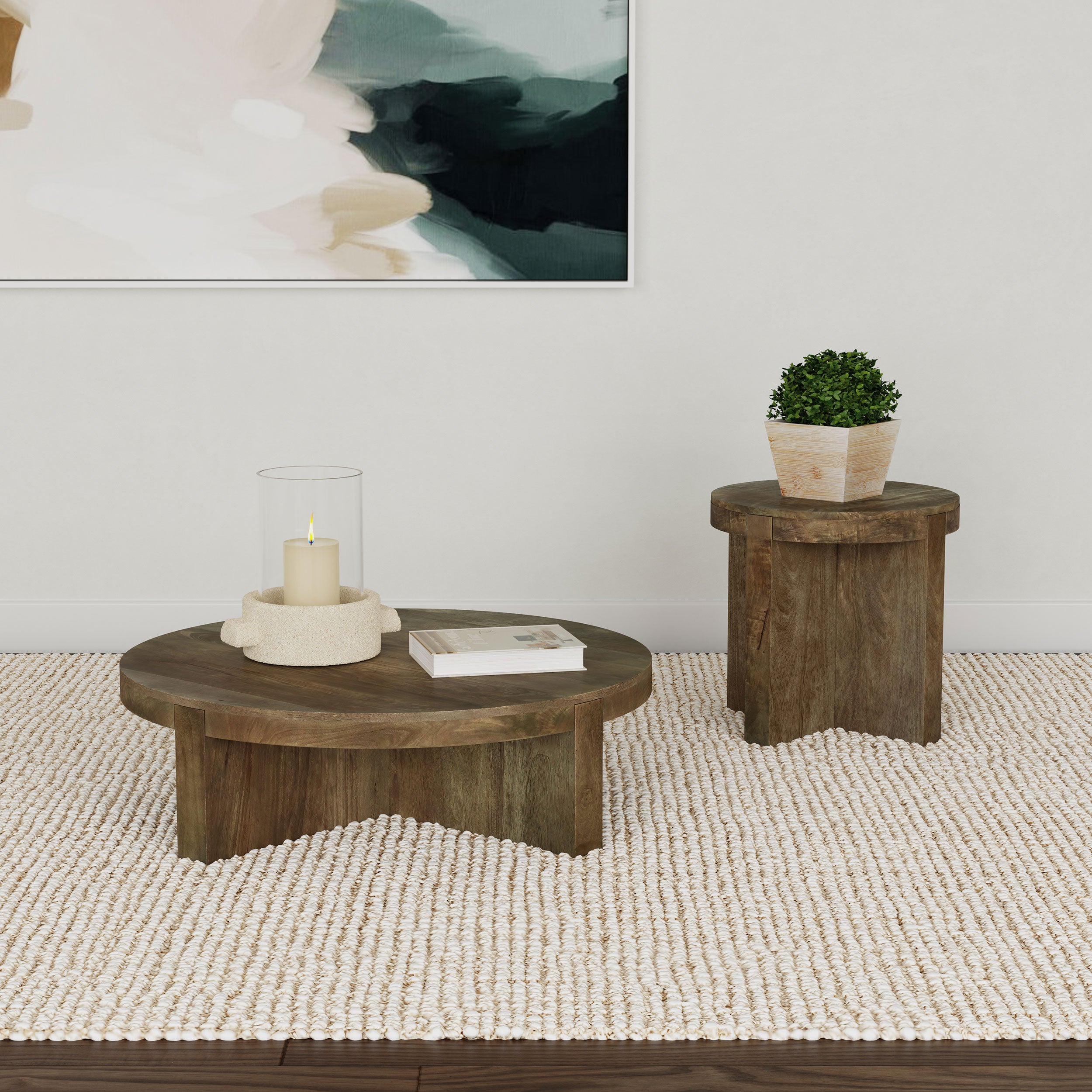 Best Furniture Outlet - Coaster - Kinkaid 2-piece Solid Wood Coffee and End Table Set Brown - 710138-S2