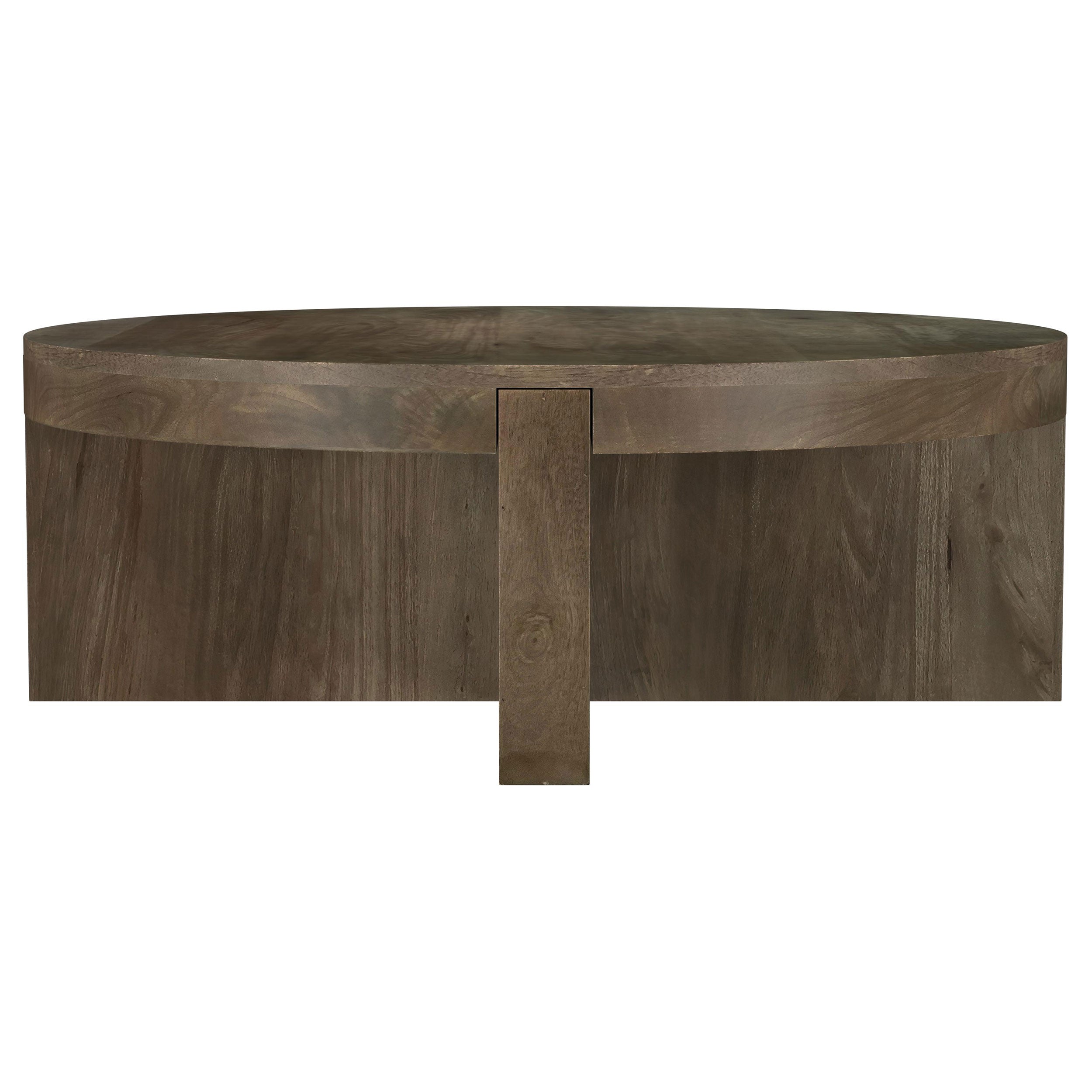 Best Furniture Outlet - Coaster - Kinkaid Round Solid Mango Wood Coffee Table Brown - 710138