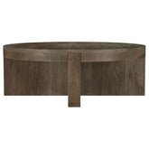 Best Furniture Outlet - Coaster - Kinkaid Round Solid Mango Wood Coffee Table Brown - 710138