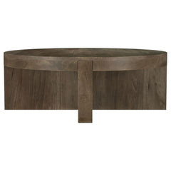 Best Furniture Outlet - Coaster - Kinkaid Round Solid Mango Wood Coffee Table Brown - 710138