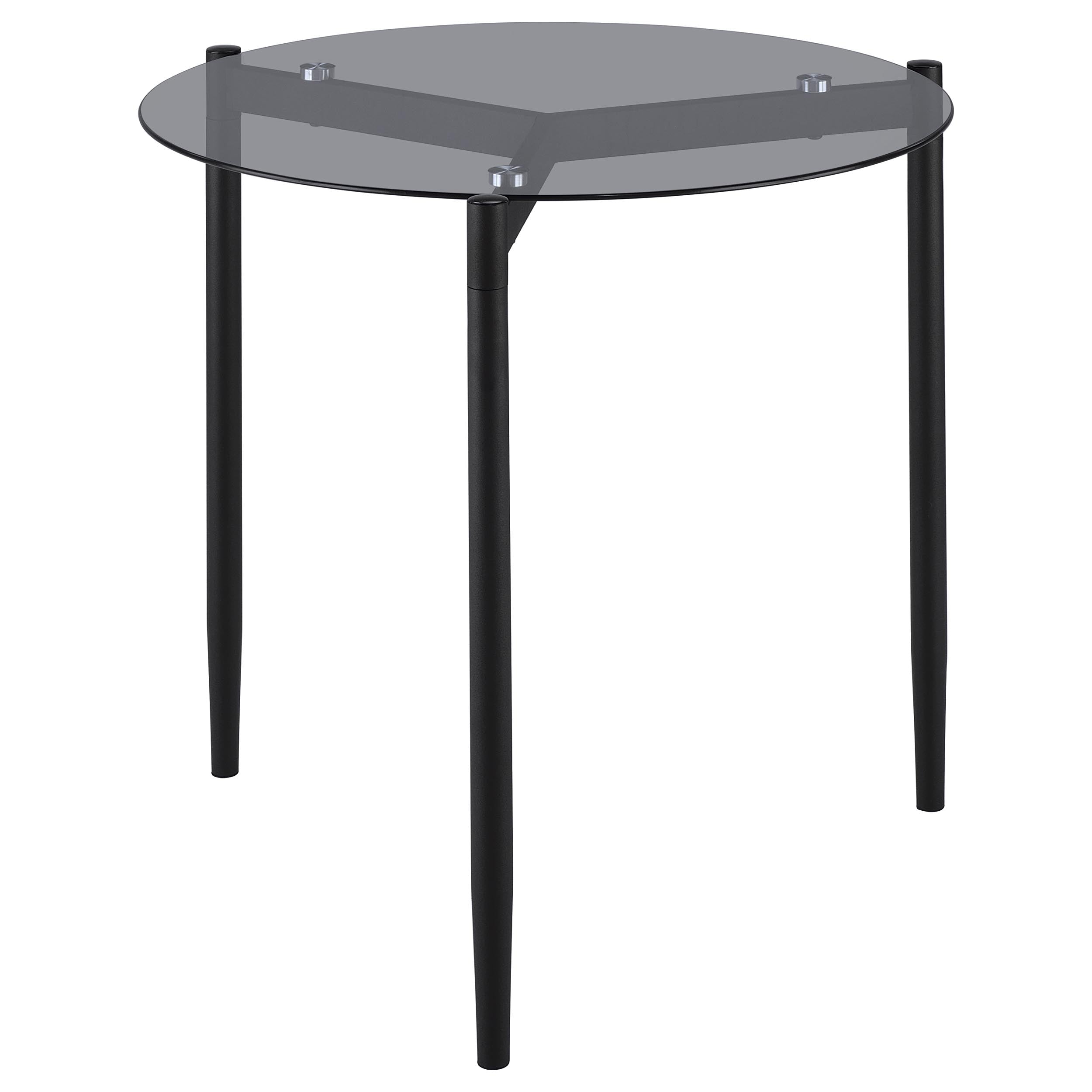 Best Furniture Outlet - Coaster - Rosalie Round Smoked Glass Top End Table Grey - 710167