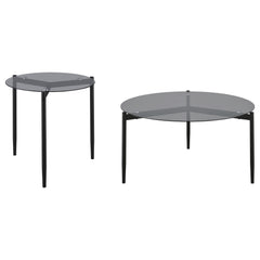 Rosalie 2-piece Round Coffee and End Table Set Grey