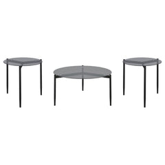 Rosalie 3-piece Round Coffee and End Table Set Grey