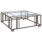 Best Furniture Outlet - Coaster - Adri Square Glass Top Coffee Table with Casters Black Nickel - 710178