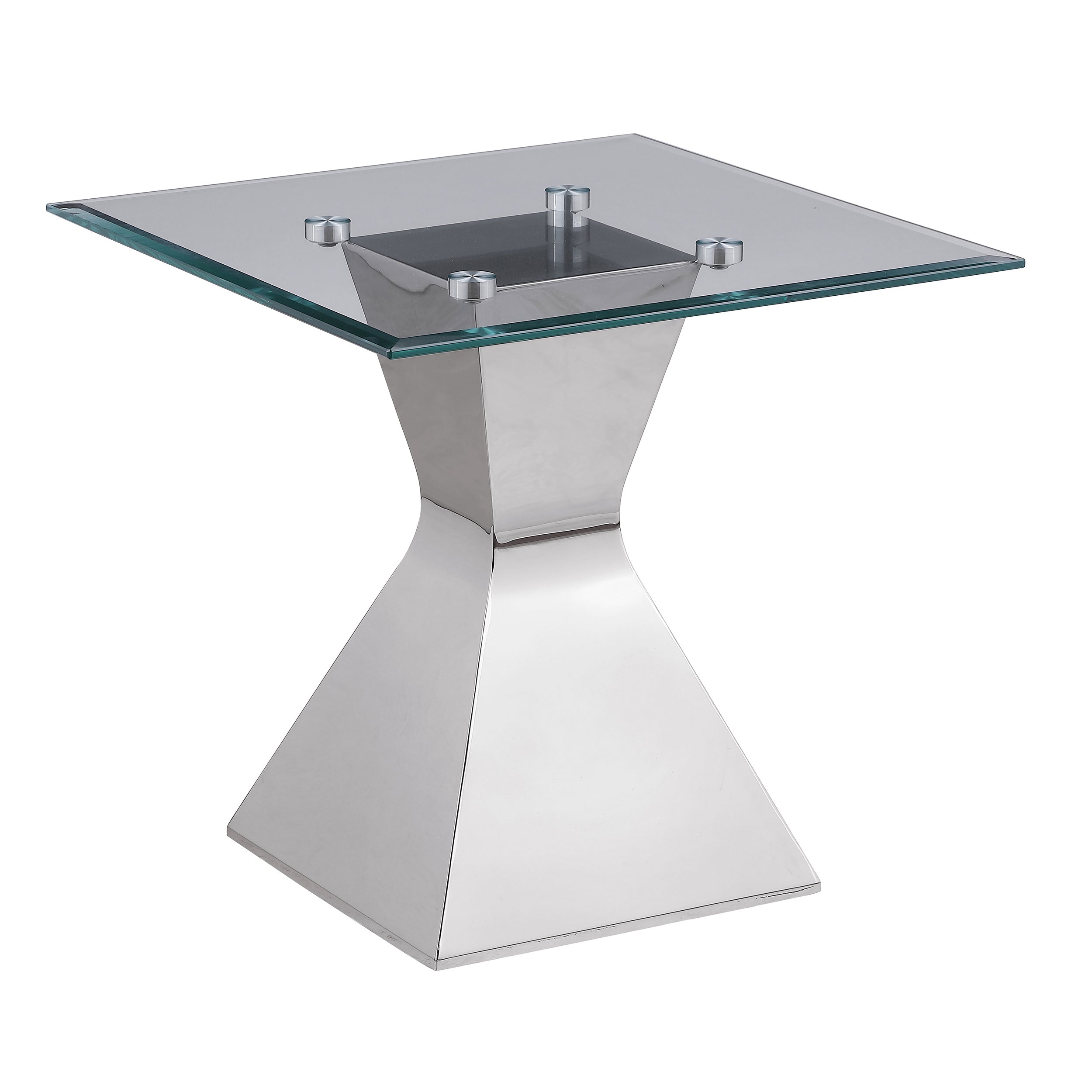 Best Furniture Outlet - Coaster - Jenny Glass Top Stainless Steel Side End Table Chrome - 710207