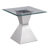 Best Furniture Outlet - Coaster - Jenny Glass Top Stainless Steel Side End Table Chrome - 710207