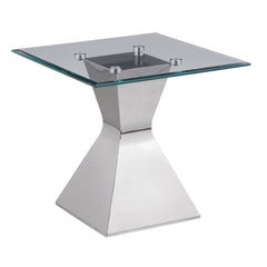 Best Furniture Outlet - Coaster - Jenny Glass Top Stainless Steel Side End Table Chrome - 710207