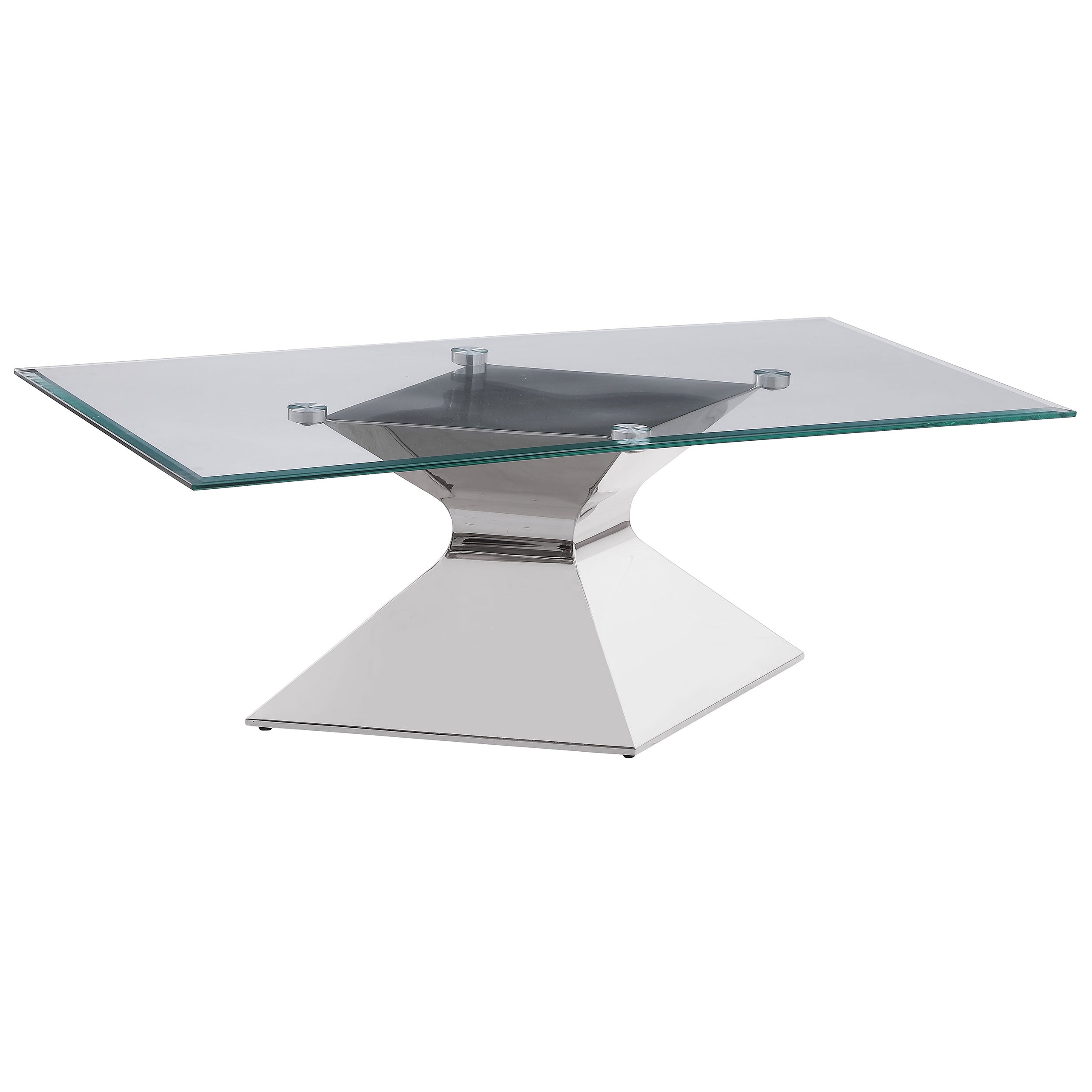 Best Furniture Outlet - Coaster - Jenny Glass Top Stainless Steel Coffee Table Chrome - 710208