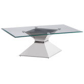 Best Furniture Outlet - Coaster - Jenny Glass Top Stainless Steel Coffee Table Chrome - 710208