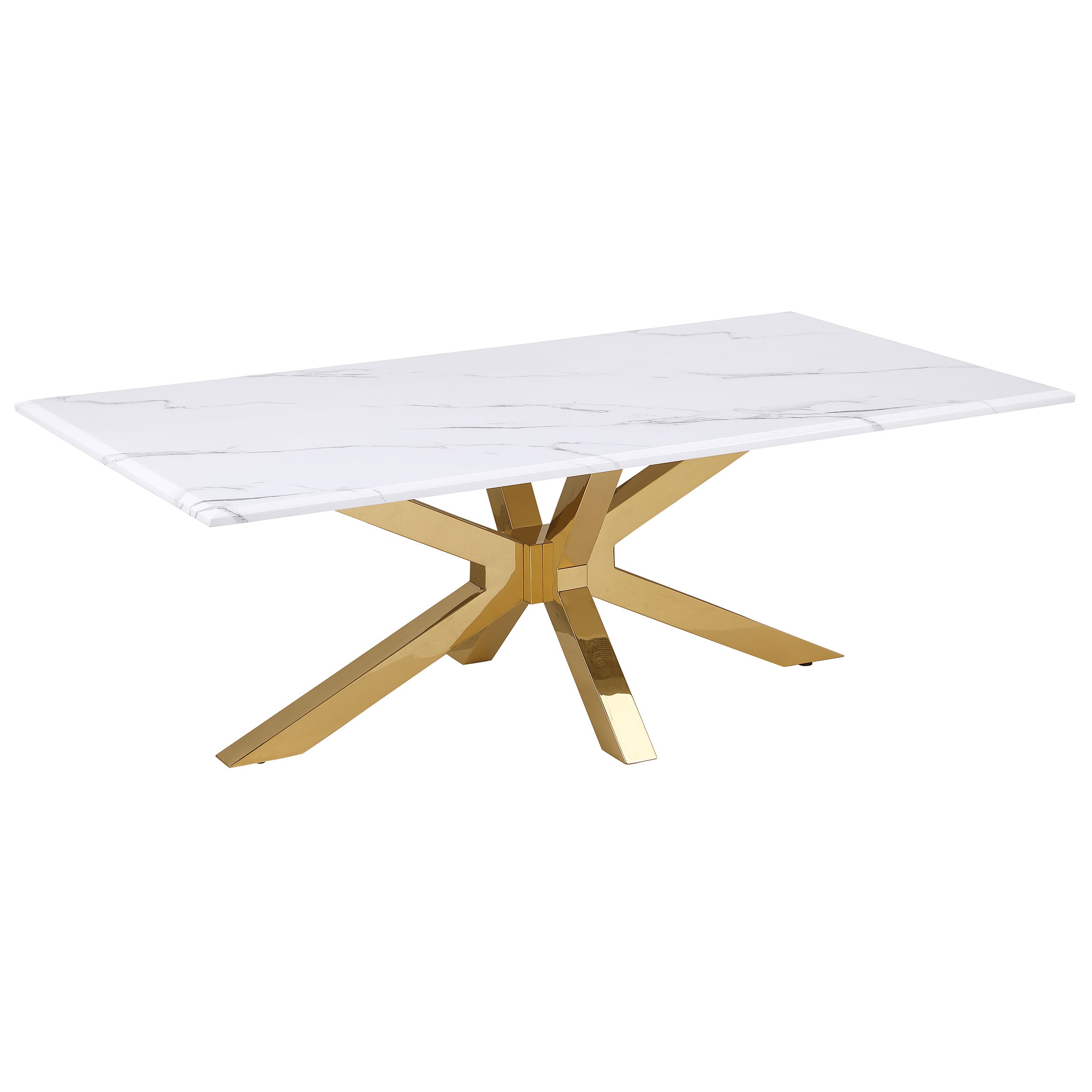 Best Furniture Outlet - Coaster - Visalia Faux Marble Top Stainless Steel Coffee Table Gold - 710218