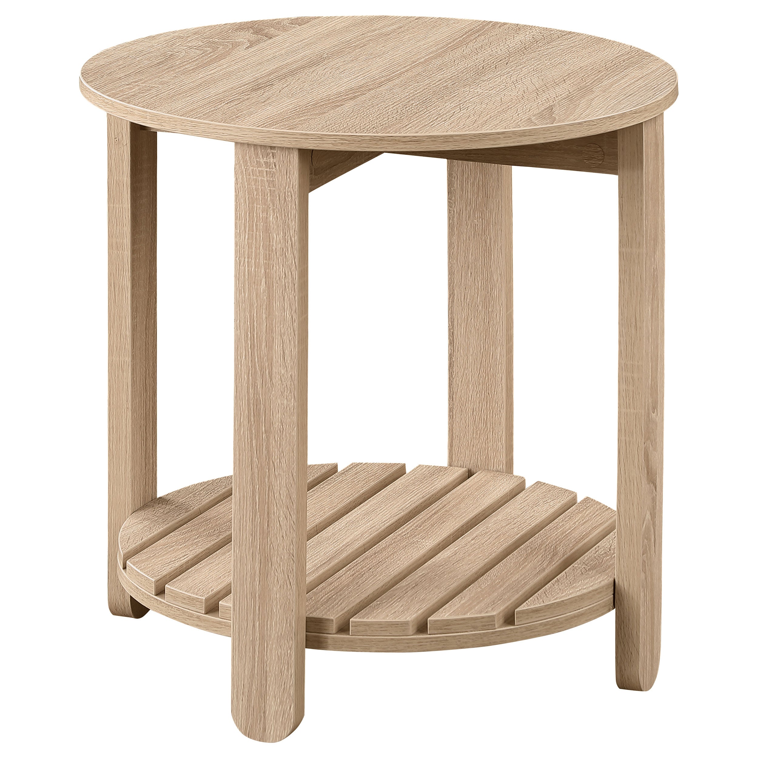Best Furniture Outlet - Coaster - Fowler 1-shelf Round Engineered Wood Side End Table Natural - 710287