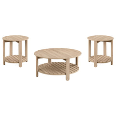 Fowler 3-piece Round Coffee and End Table Set Natural