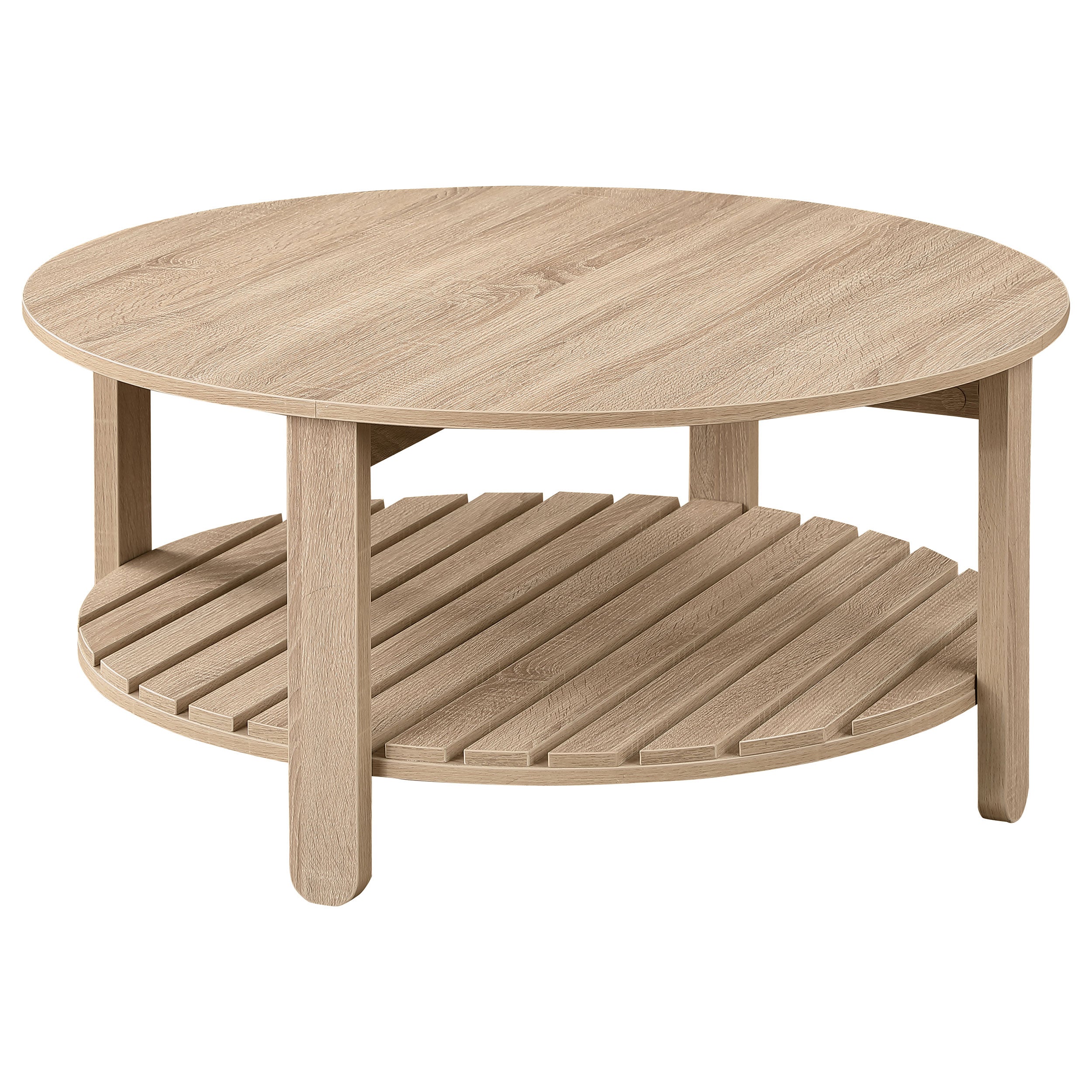 Best Furniture Outlet - Coaster - Fowler 1-shelf Round Engineered Wood Coffee Table Natural - 710288