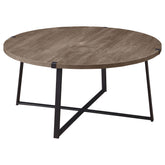 Best Furniture Outlet - Coaster - Marcus Round Engineered Wood Coffee Table Light Brown - 710298