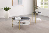 Best Furniture Outlet - Coaster - Jonelle 2-piece Round Coffee and End Table Set Gold - 710338-S2
