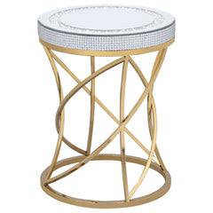 Best Furniture Outlet - Coaster - Elise Round Mirror Top Stainless Steel End Table Gold - 710367