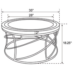 Elise 3-piece Round Mirror Top Coffee and End Table Set Gold