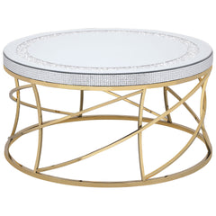 Best Furniture Outlet - Coaster - Elise Round Mirror Top Stainless Steel Coffee Table Gold - 710368