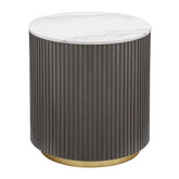 Best Furniture Outlet - Coaster - Jason Round Marble Top Side End Table White and Charcoal - 710417