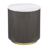 Best Furniture Outlet - Coaster - Jason Round White Marble Top Side End Table Charcoal - 710417