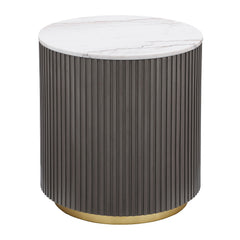 Best Furniture Outlet - Coaster - Jason Round Marble Top Side End Table White and Charcoal - 710417